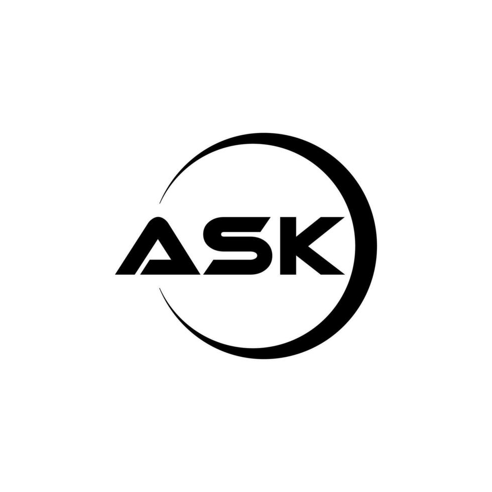 ASK letter logo design in illustration. Vector logo, calligraphy designs for logo, Poster, Invitation, etc.