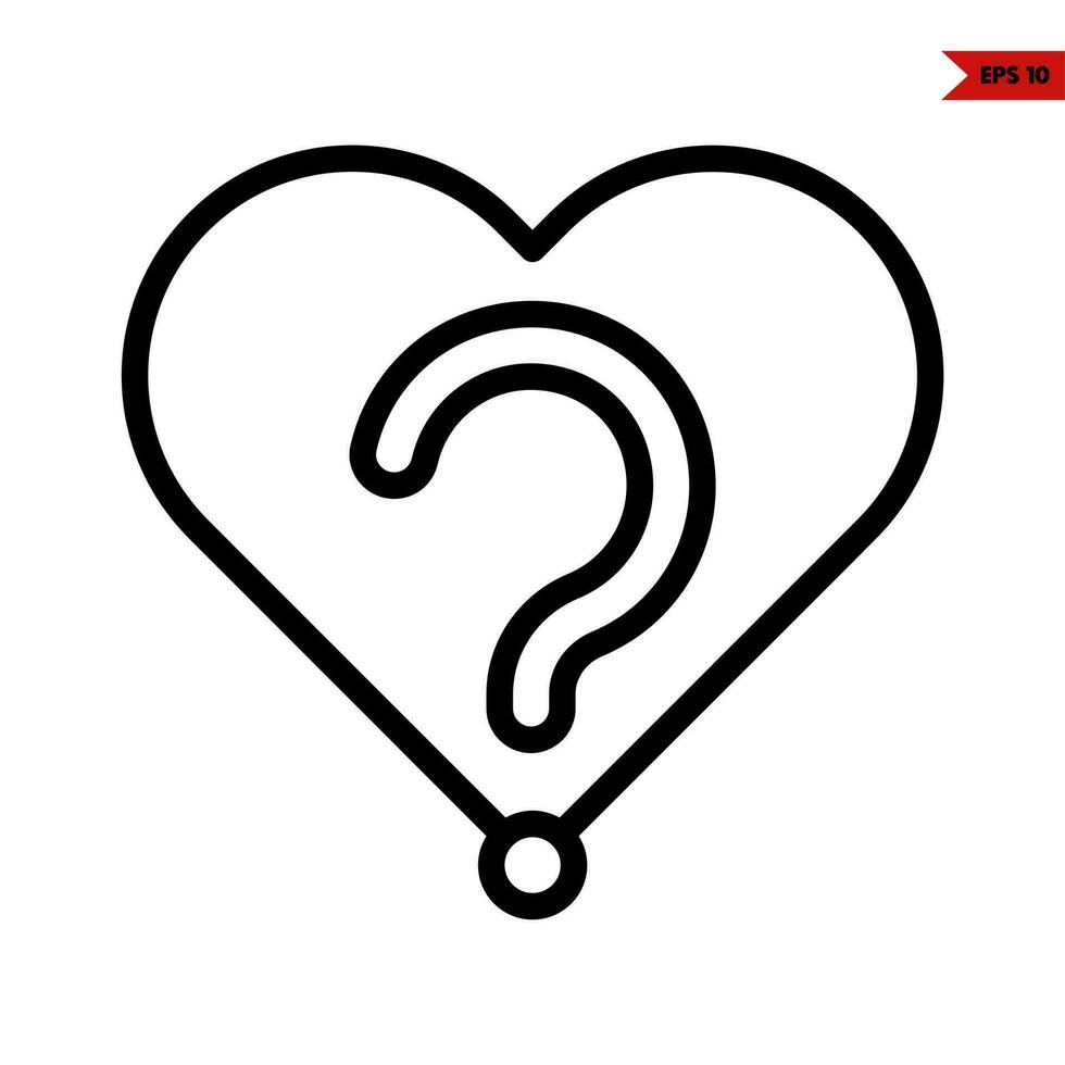 question mark in love line icon vector