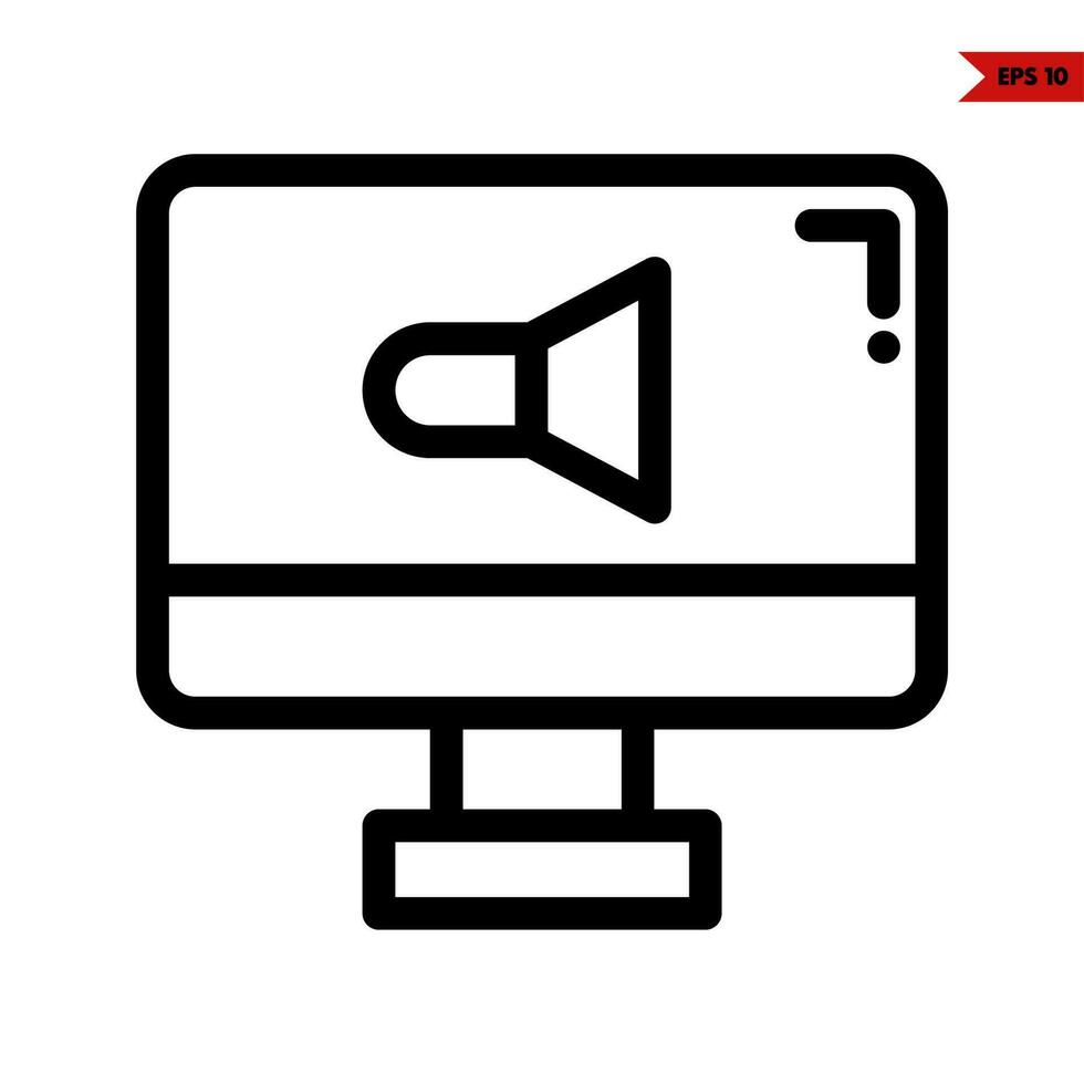 sound in computer line icon vector
