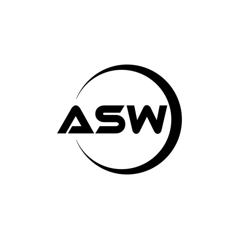 ASW letter logo design in illustration. Vector logo, calligraphy designs for logo, Poster, Invitation, etc.