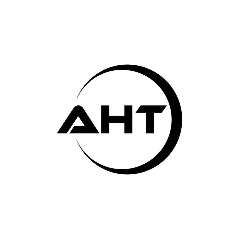 AHT letter logo design in illustration. Vector logo, calligraphy designs for logo, Poster, Invitation, etc.