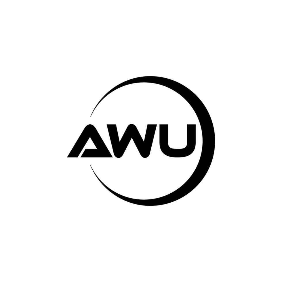 AWU letter logo design in illustration. Vector logo, calligraphy designs for logo, Poster, Invitation, etc.