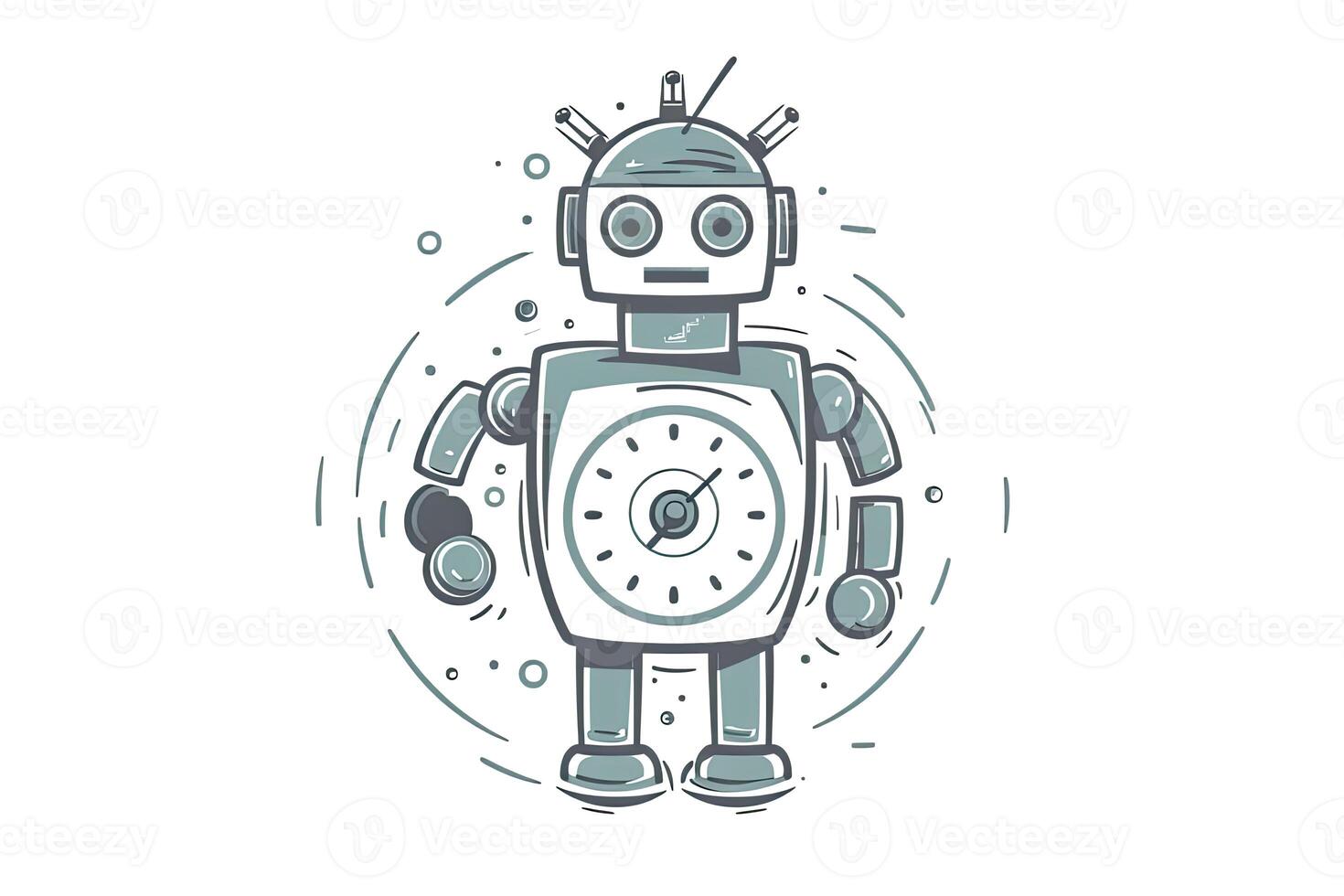 Robot sketch icon. Bot sign design. Chatbot symbol concept. Voice support service bot. Online support bot. photo