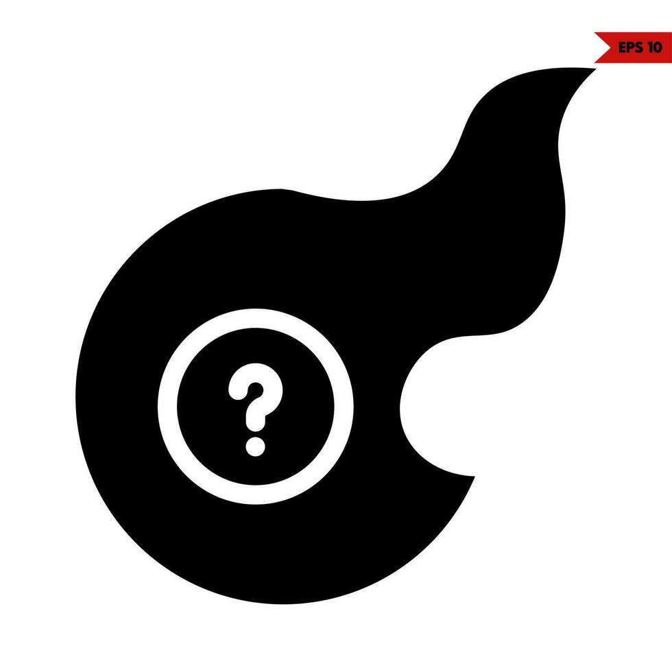 question mark in button with in fire glyph icon vector