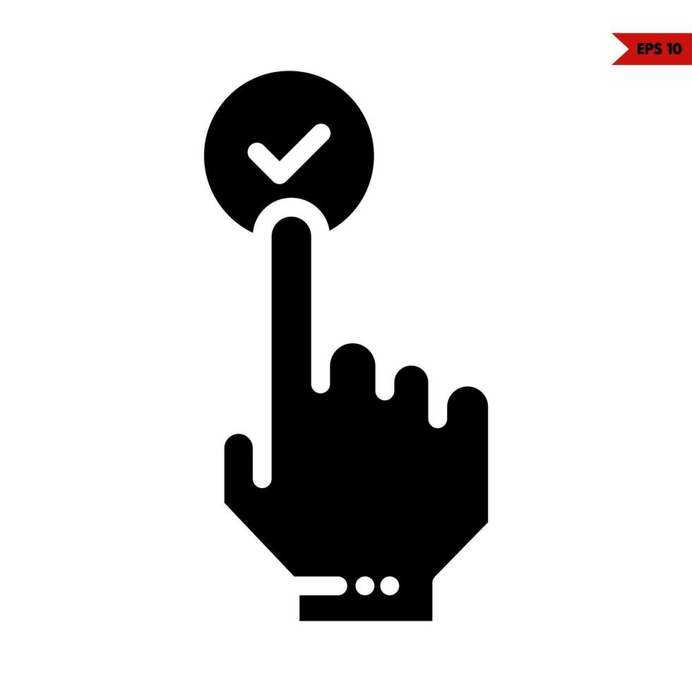 hand push check in button glyph icon vector