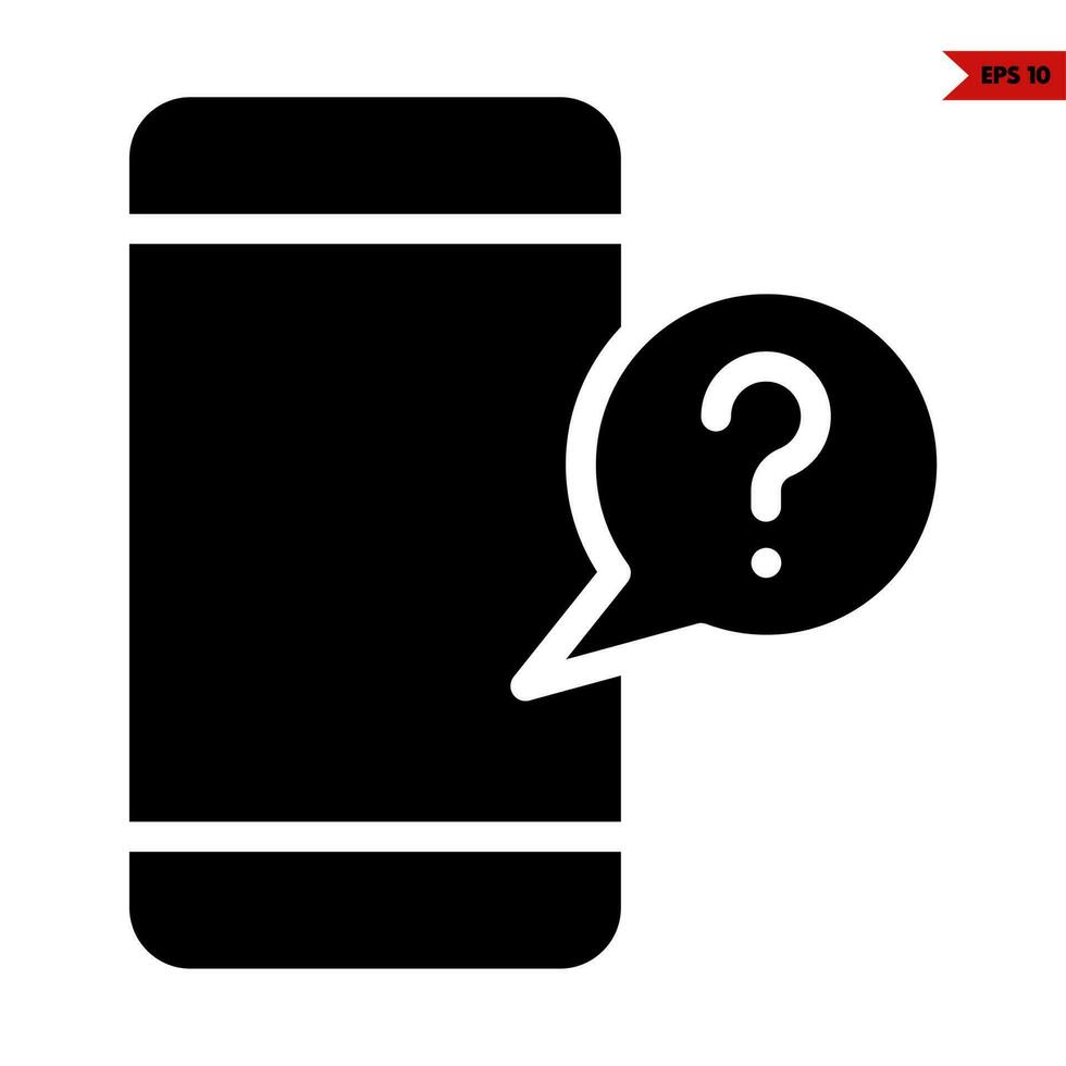 mobile phone with question mark in speech bubble  glyph vector