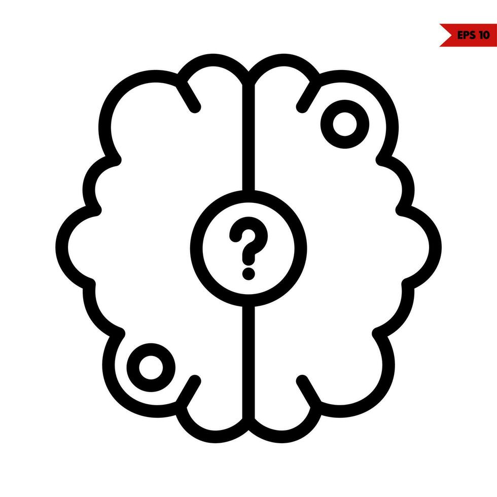 question mark in brain line icon vector