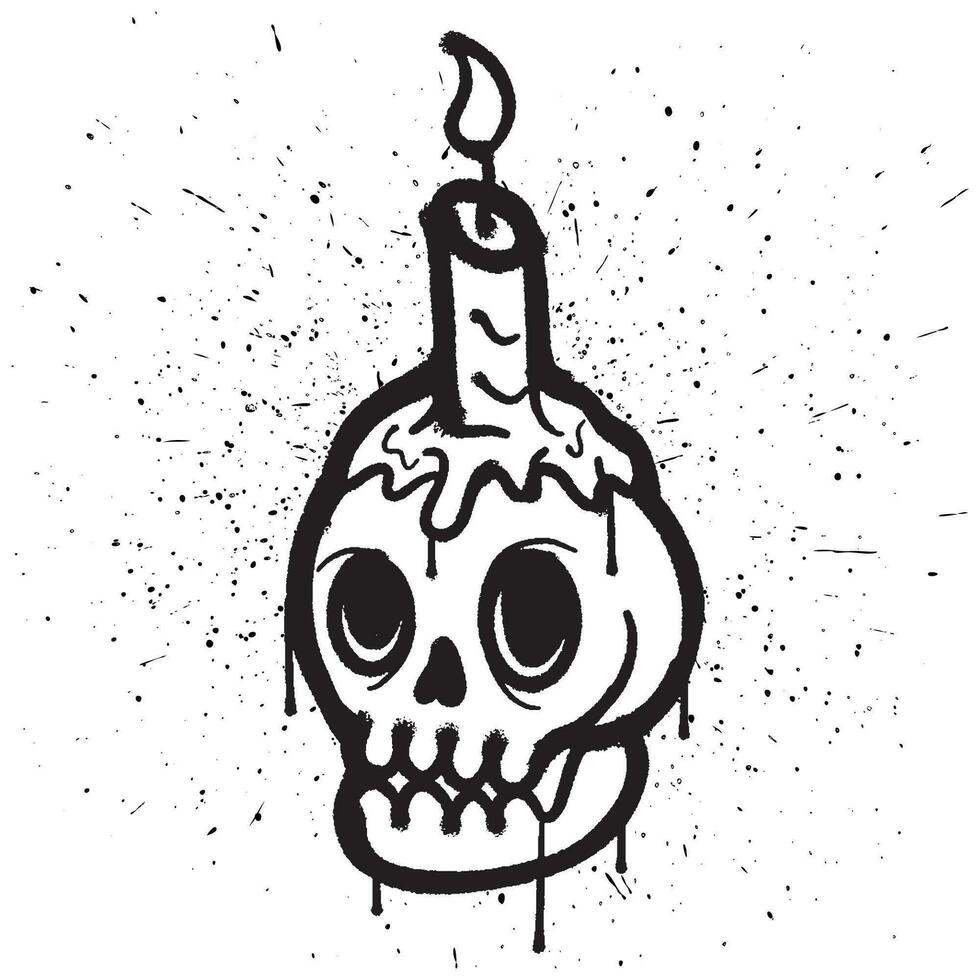 Graffiti spray paint skull candle isolated vector