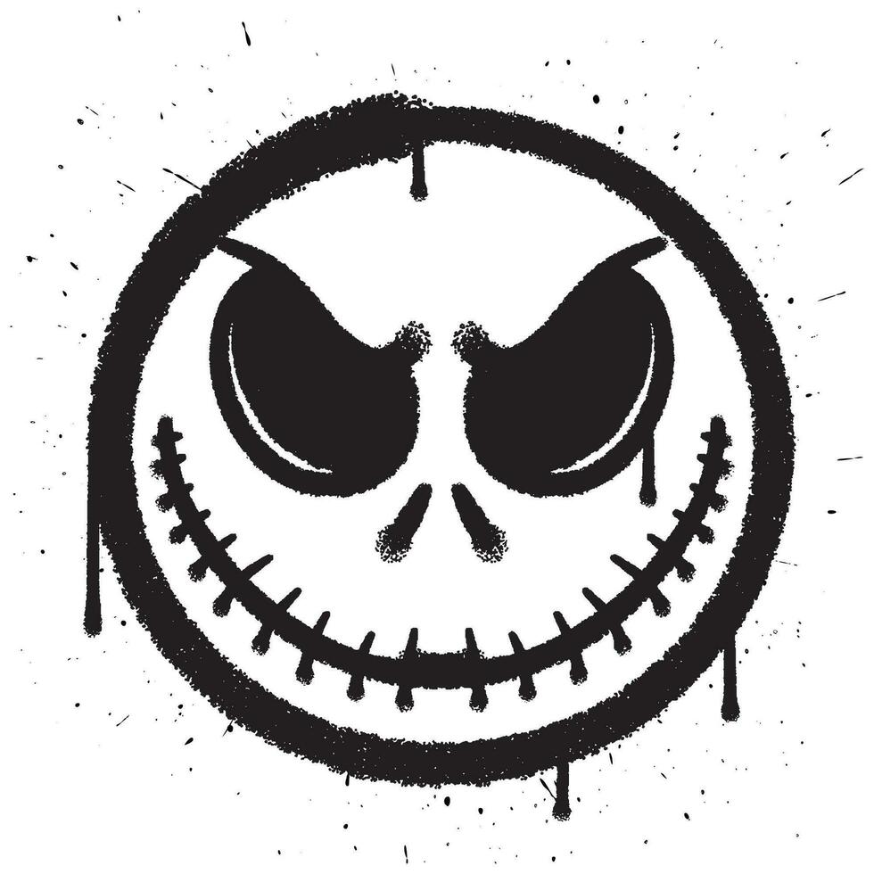 Graffiti spray paint scarry smile emoticon isolated vector