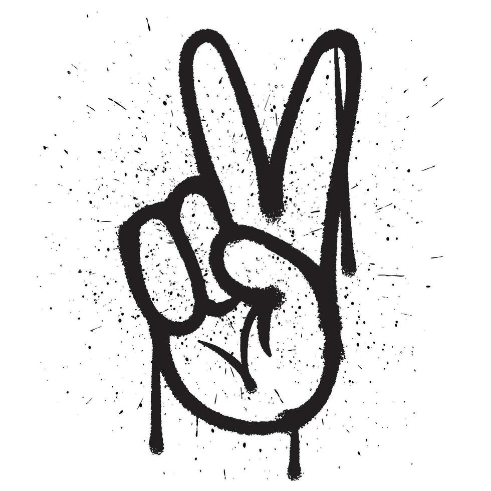 Vector graffiti spray paint peace hand isolated vector illustration