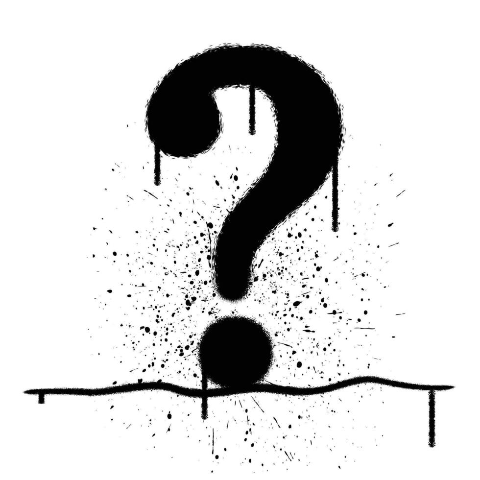 Vector graffiti spray paint question mark symbol isolated vector illustration