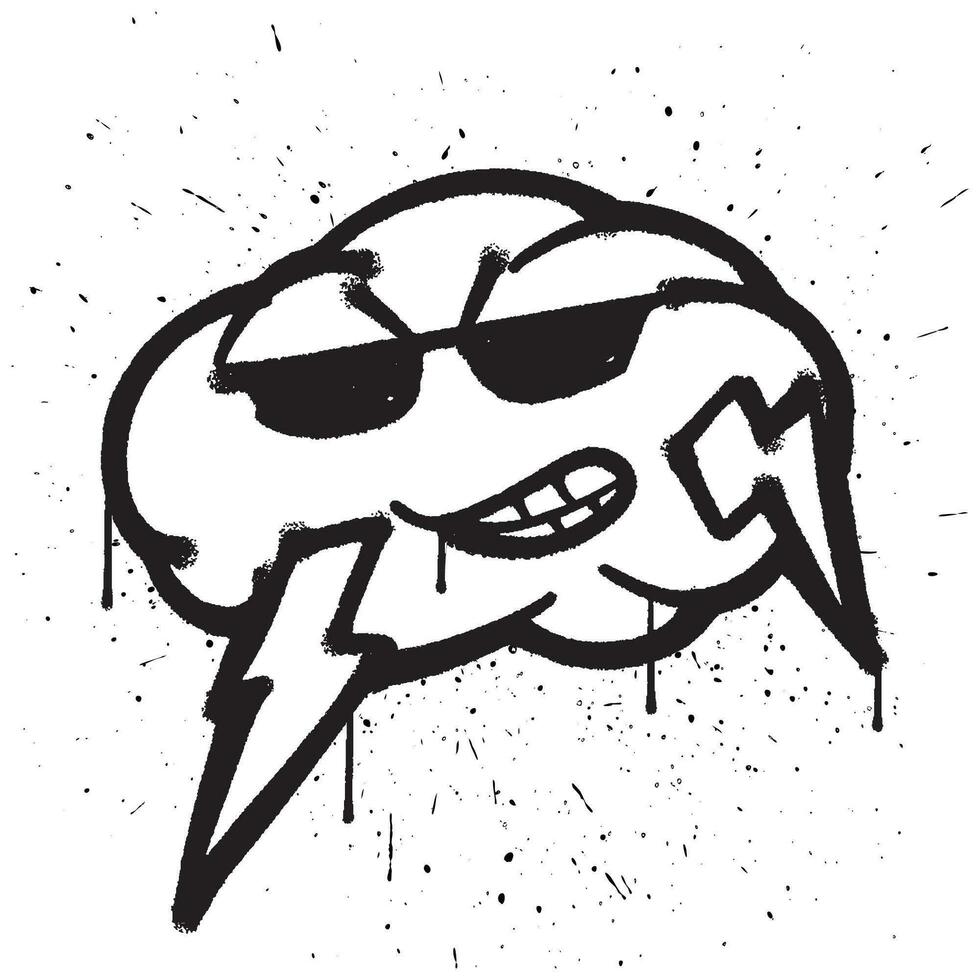 Graffiti spray paint thunder cloud isolated vector