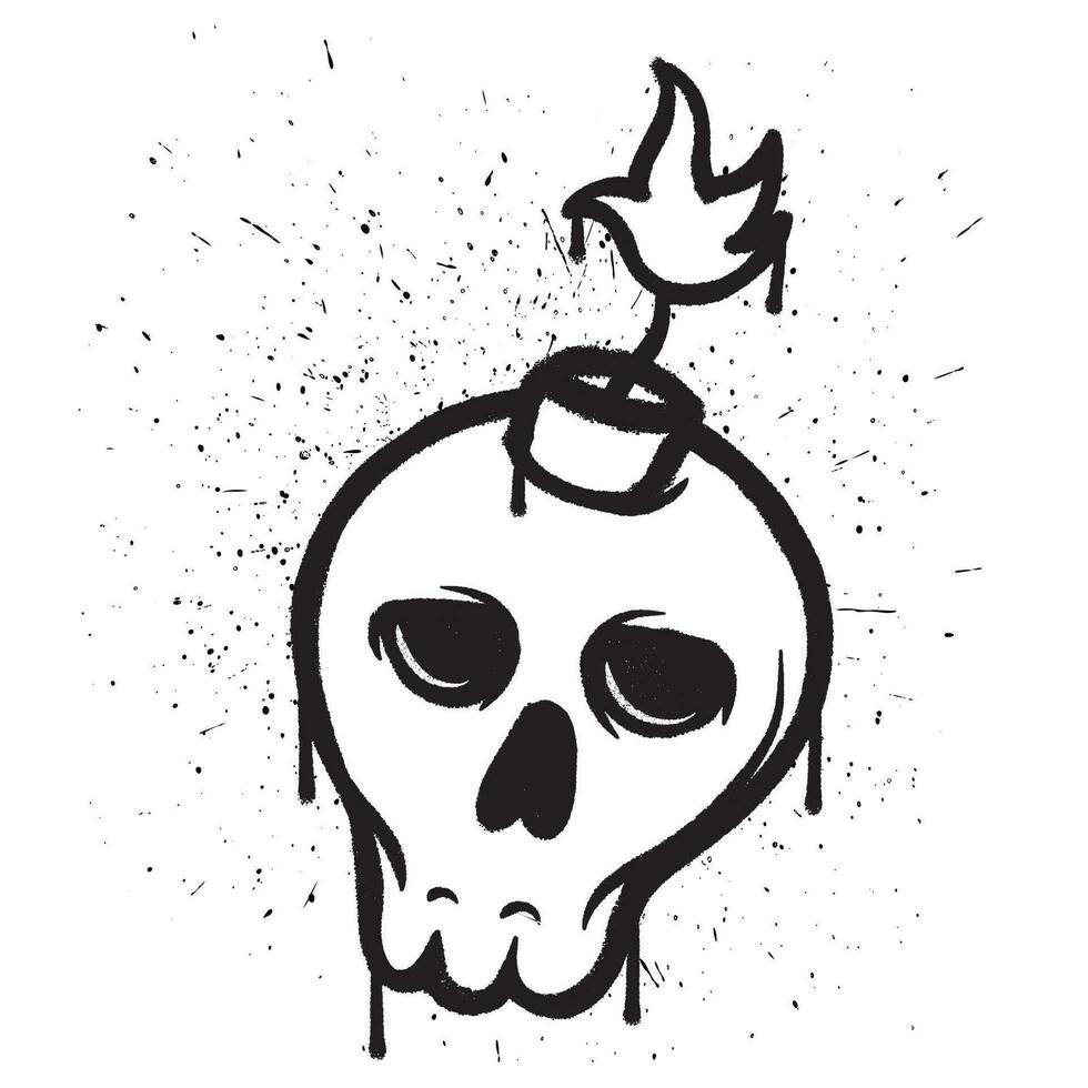 Vector graffiti spray paint skull bomb isolated vector illustration