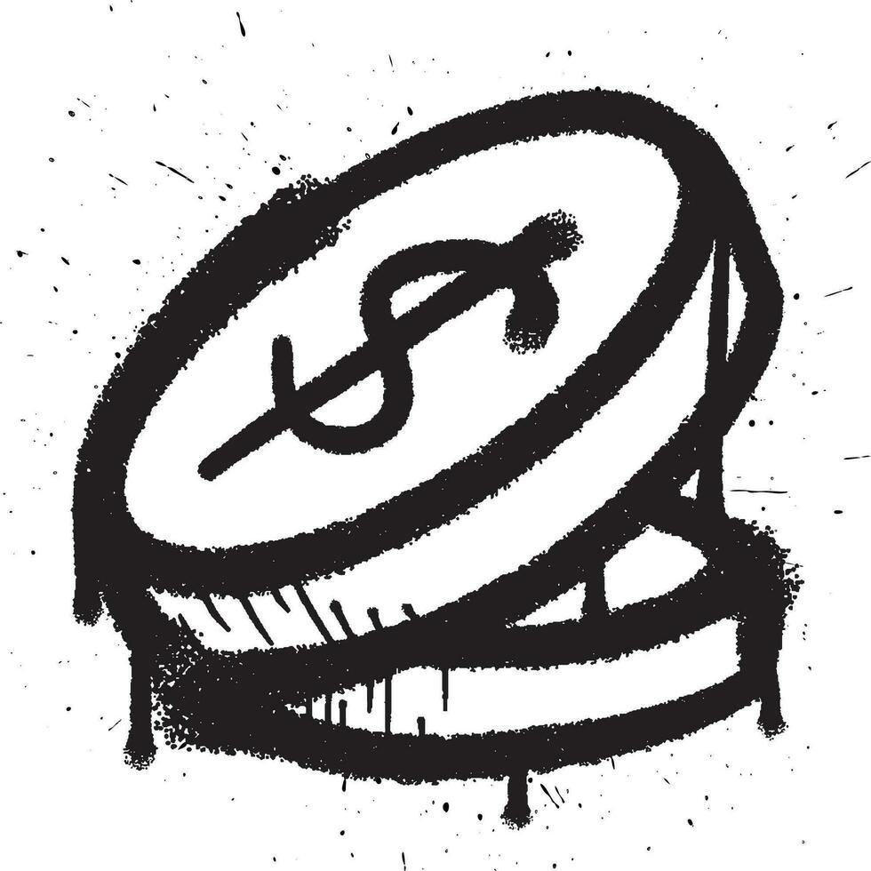 Vector graffiti spray paint coin isolated vector