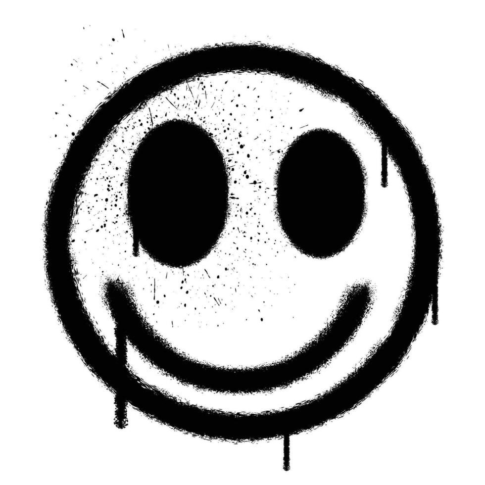 Vector graffiti spray paint smile face emoticon illustration