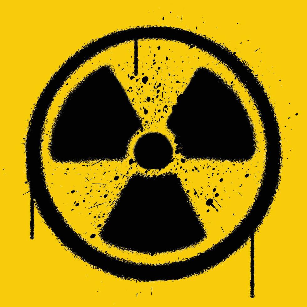 Vector graffiti spray paint radiation sign isolated vector illustration