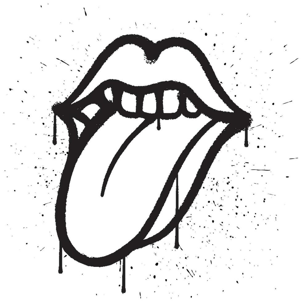 Graffiti spray paint tongue isolated vector illustration