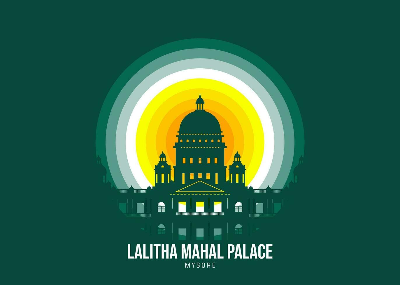 lalita mahal palacio. luz de la luna ilustración de famoso histórico, el color tono de el ligero es establecido en el oficial bandera vector eps 10