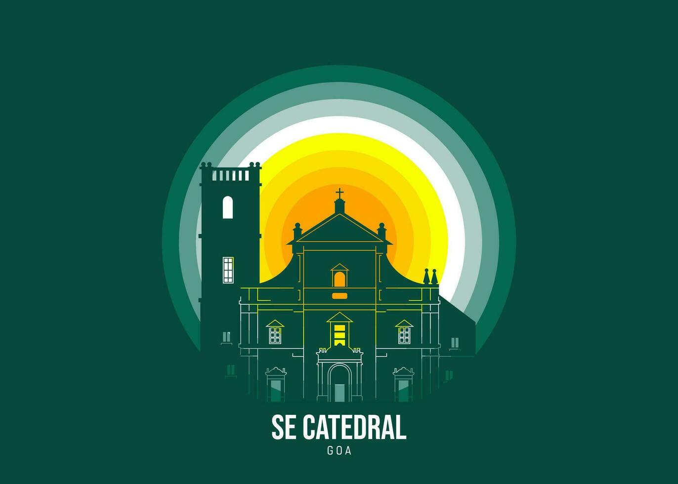 se catedral. luz de la luna ilustración de famoso histórico, el color tono de el ligero es establecido en el oficial bandera vector eps 10