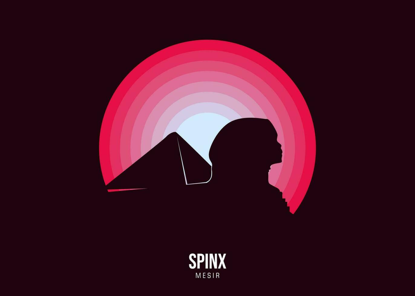 Spinx. Moonlight illustration of famous historical, The color tone of the light is based on the official flag Vector eps 10.