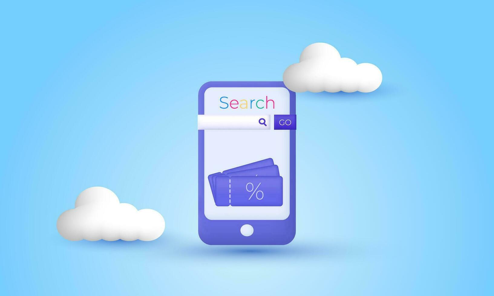 illustration creative smartphone sale coupons voucher search bar 3d vector icon modern isolated on background