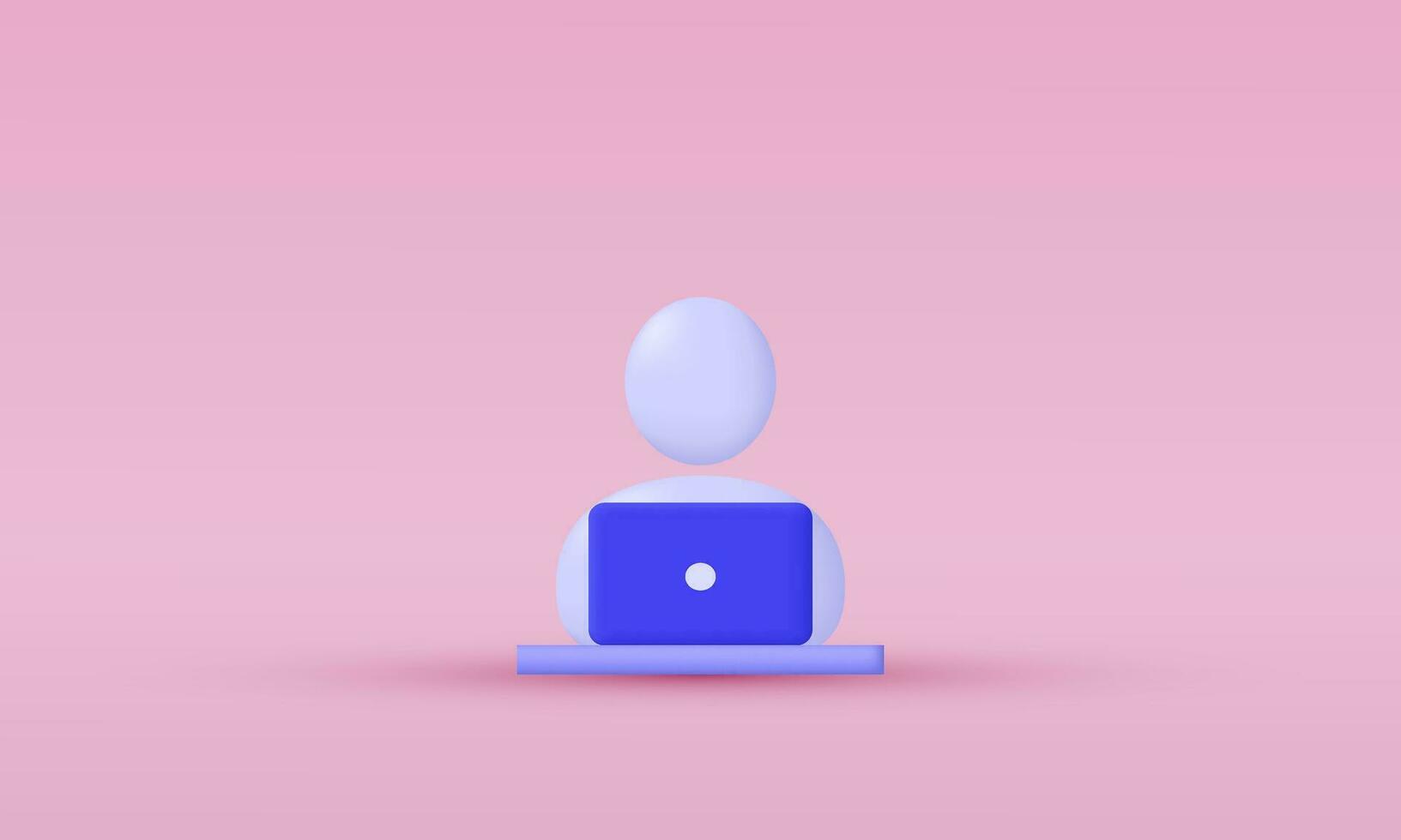 illustration creative 3d icon people working on laptop computer concept symbols isolated on background vector