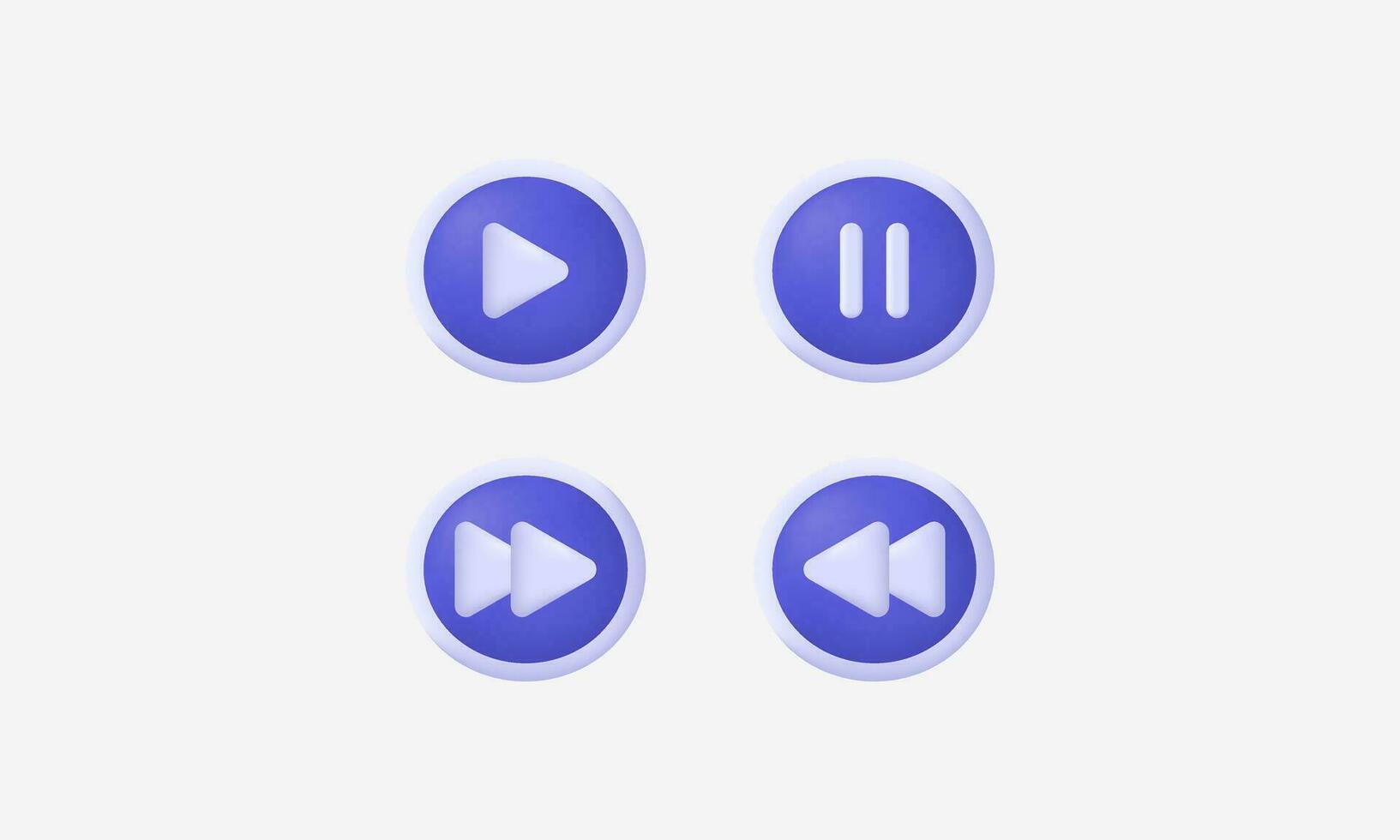 ilustración creativo púrpura jugar pausa detener botones música icono 3d vector moderno aislado en antecedentes