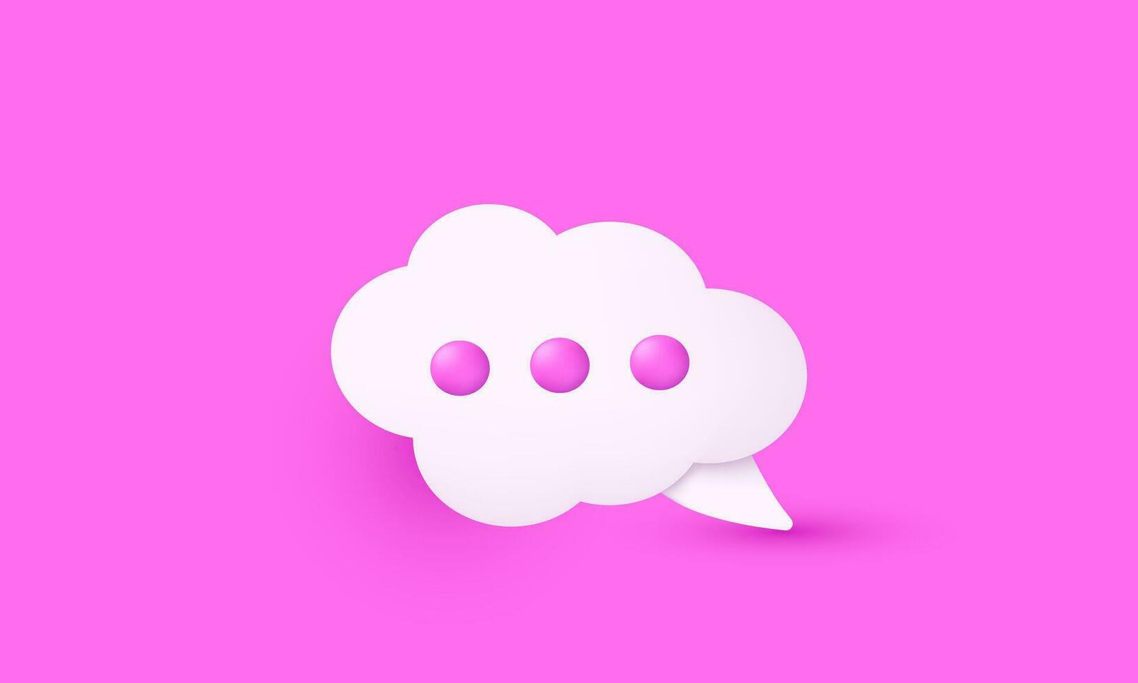 modern 3d realistic pink speech cloud bubble chat illustration trendy icon style object symbols isolated on background vector