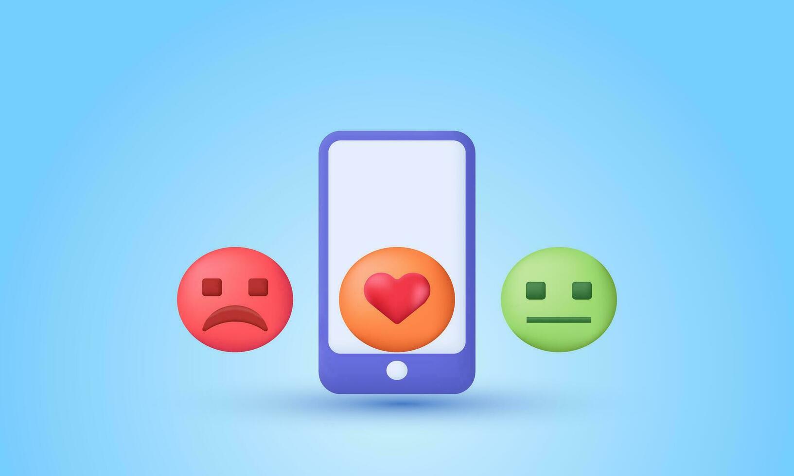 illustration creative minimal social media emoticon smartphone 3d vector icon modern isolated on background