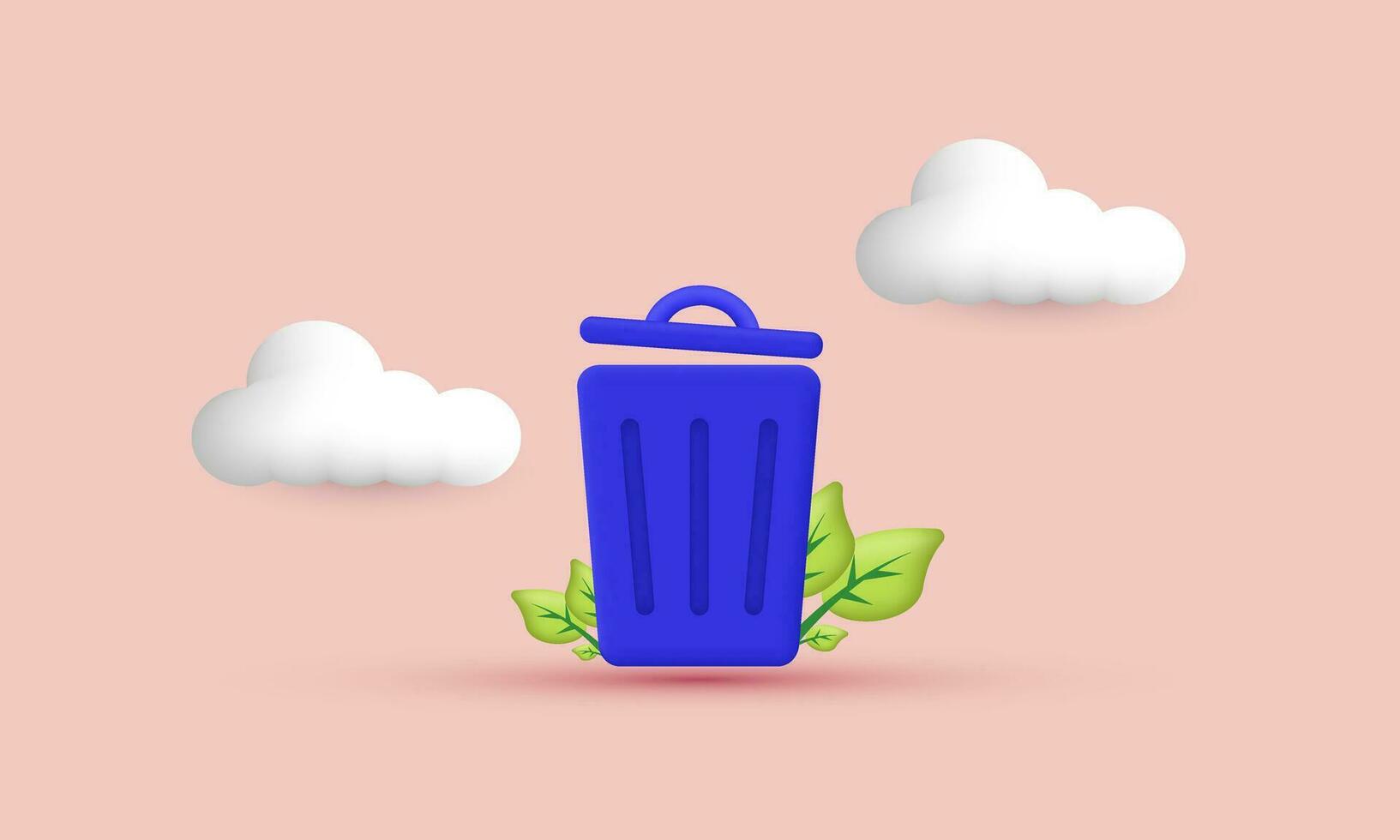 illustration creative vector icon trash can 3d modern isolated on background