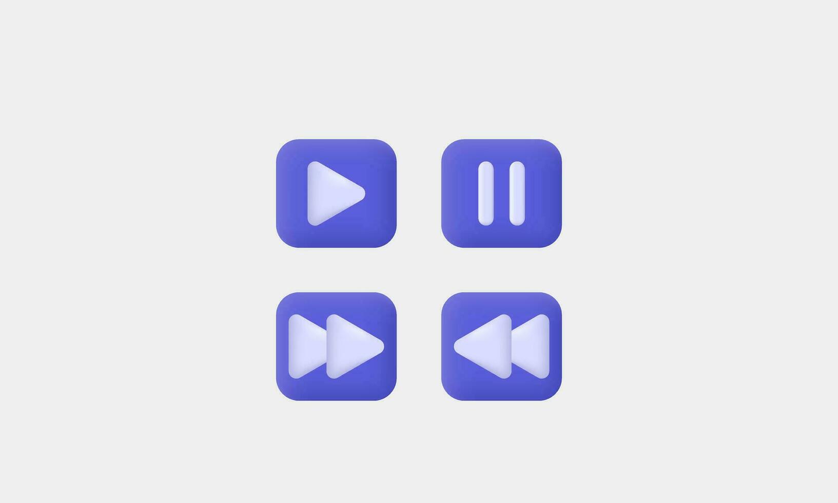 ilustración creativo jugar pausa detener púrpura botones música icono 3d vector moderno aislado en antecedentes