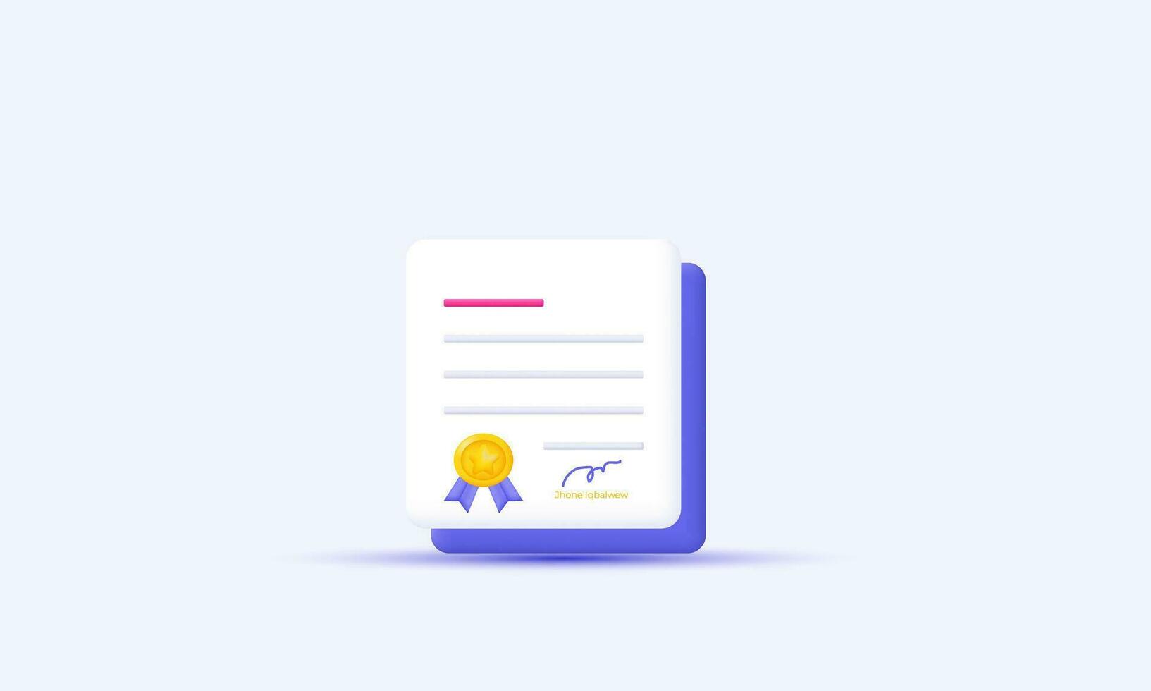 illustration creative graduate certification paper icon 3d vector modern isolated on background