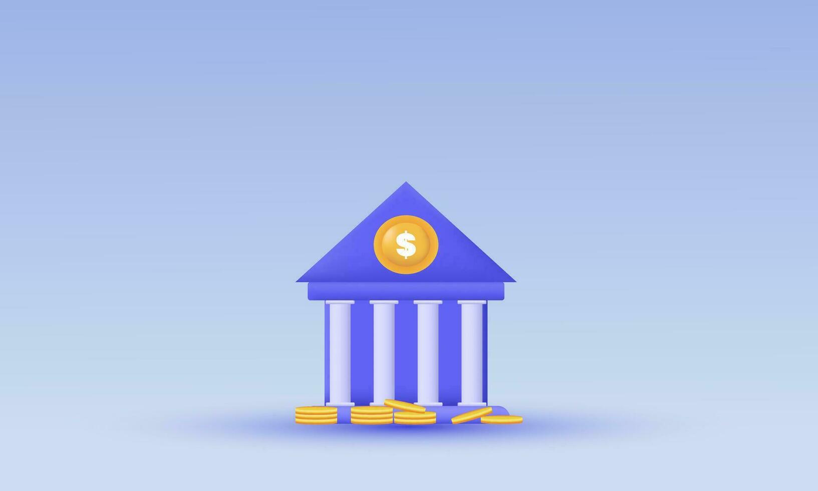 illustration purple bank vector icon 3d  symbols isolated on background