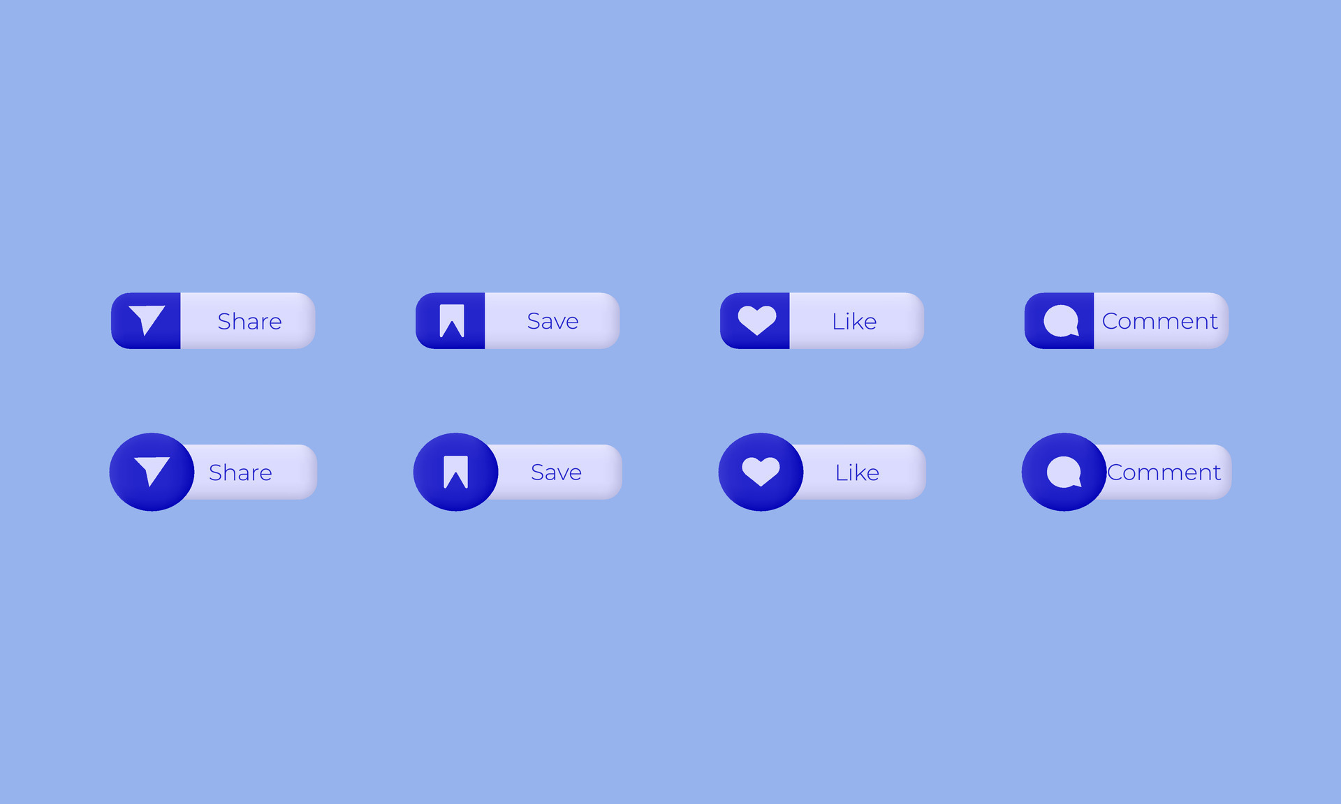 Vector Illustration Like Comment Share Save Social Media Buttons 3d Vector Illustration Like Comment Share Save Social Media Buttons 3d