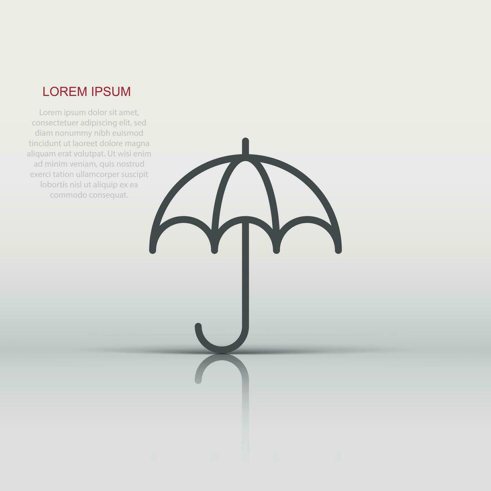 Umbrella icon in flat style. Parasol vector illustration on white isolated background. Umbel business concept.