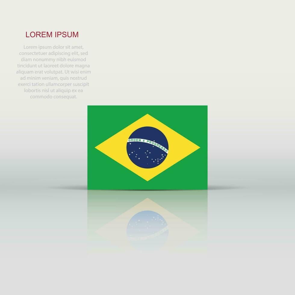 Brazil flag icon in flat style. National sign vector illustration. Politic business concept.