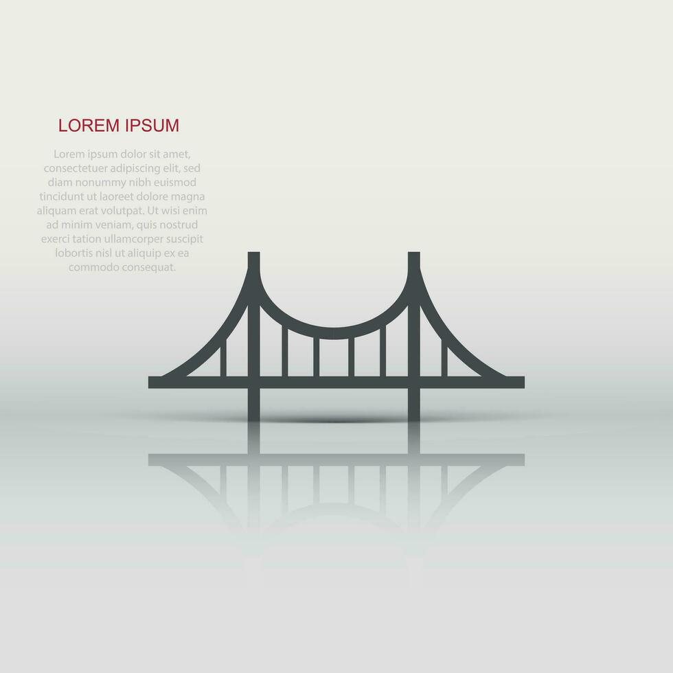 Bridge sign icon in flat style. Drawbridge vector illustration on white