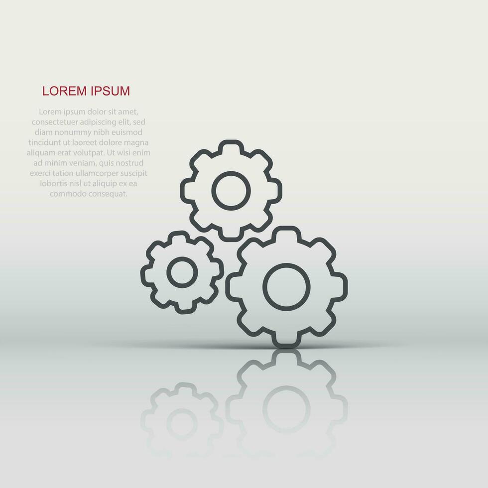 Gear vector icon in flat style. Cog wheel illustration on white background. Gearwheel cogwheel business concept.