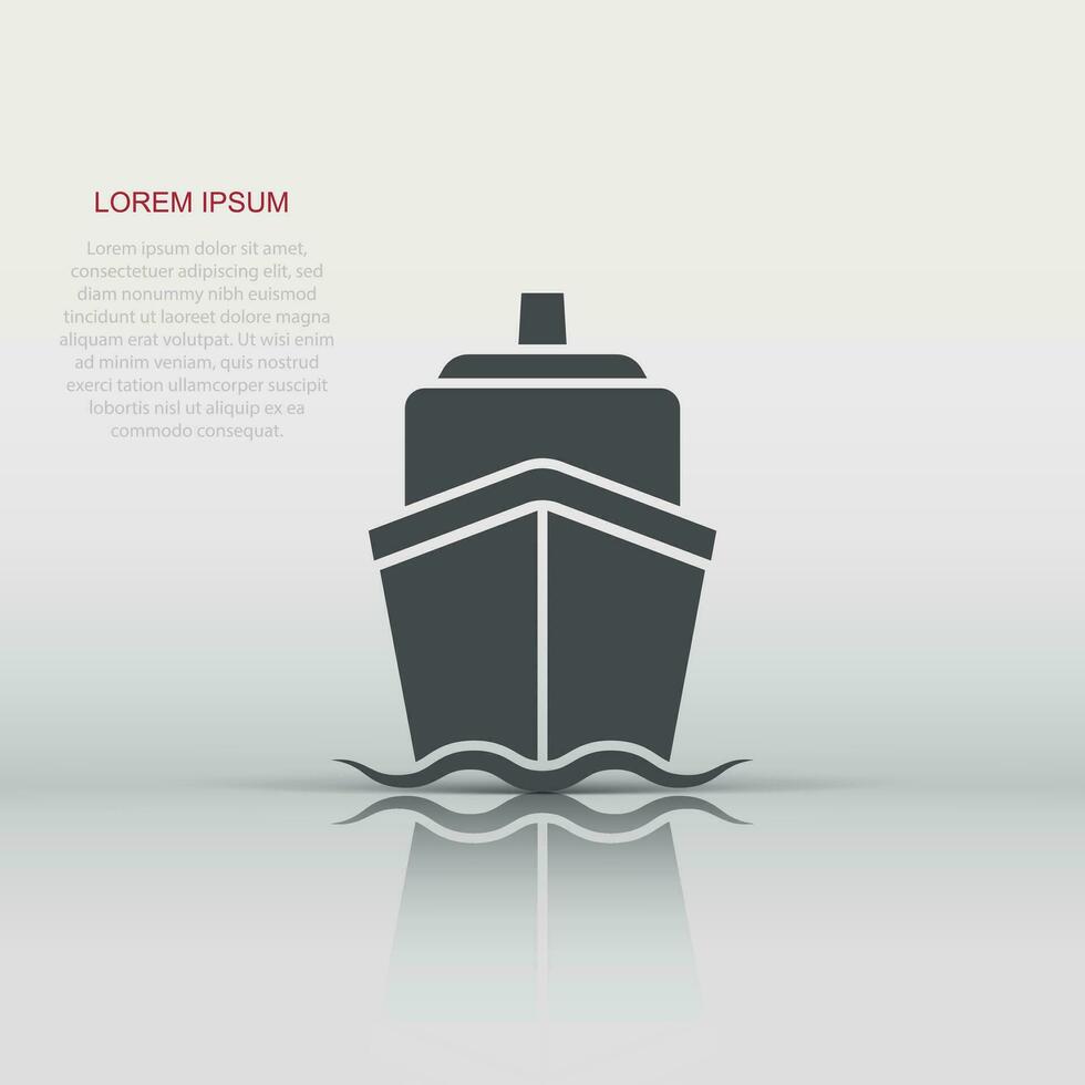 Embarcacion crucero firmar icono en plano estilo. carga barco vector ilustración en blanco aislado antecedentes. buque negocio concepto.
