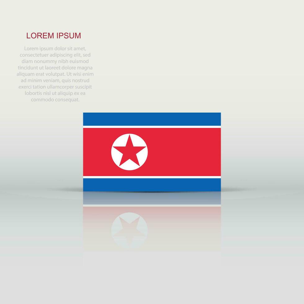 North Korea flag icon in flat style. National sign vector illustration. Politic business concept.
