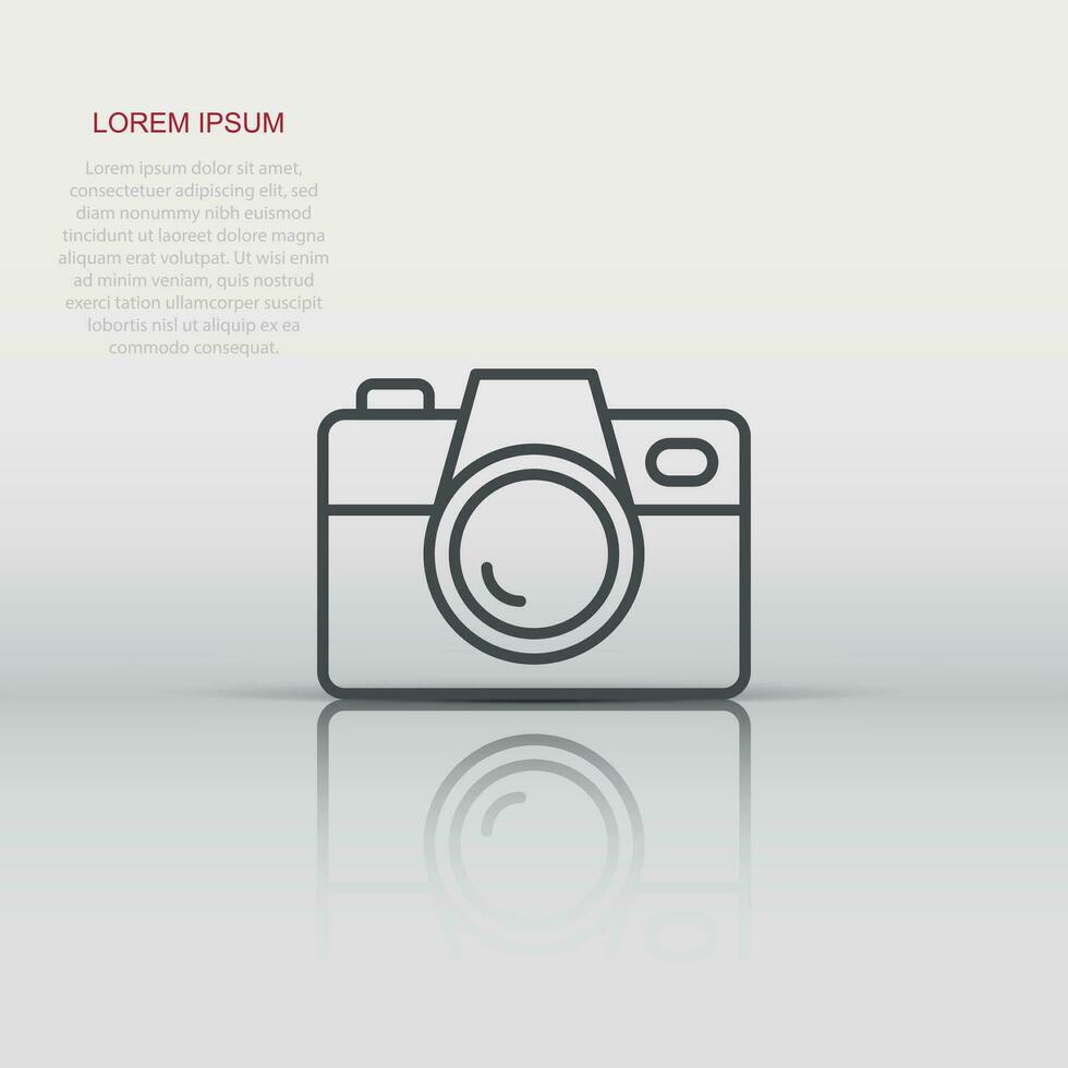 Camera device sign icon in flat style. Photography vector illustration on white isolated background. Cam equipment business concept.