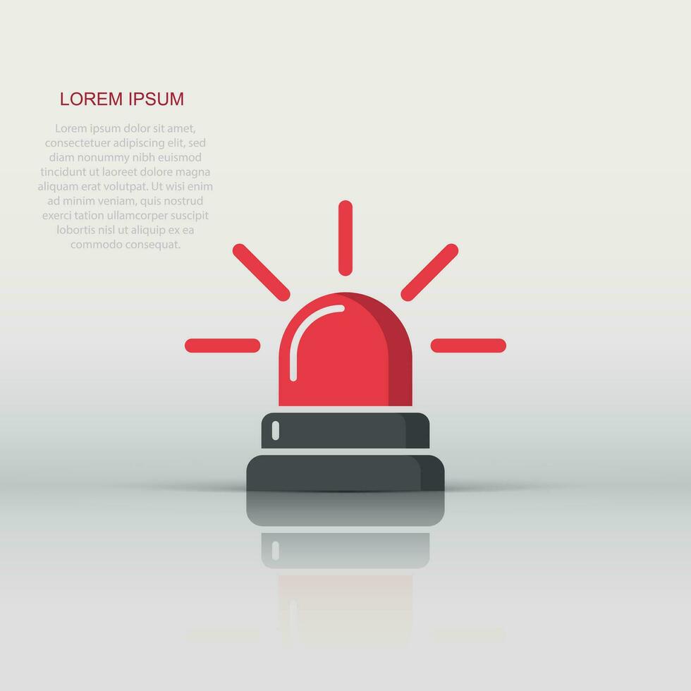 Emergency siren icon in flat style. Police alarm vector illustration on white isolated background. Medical alert business concept.