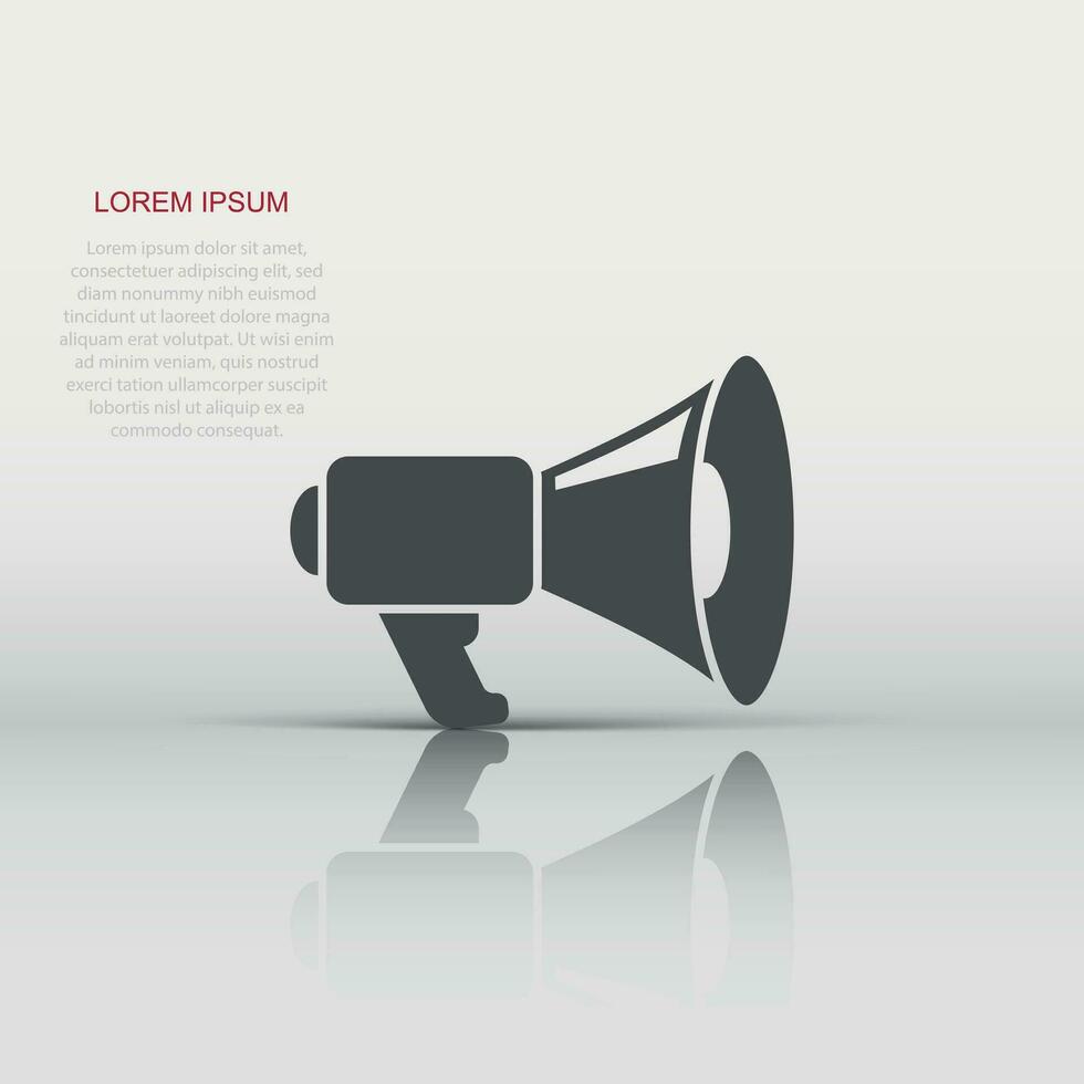 Megaphone speaker icon in flat style. Bullhorn vector illustration on white isolated background. Scream announcement business concept.