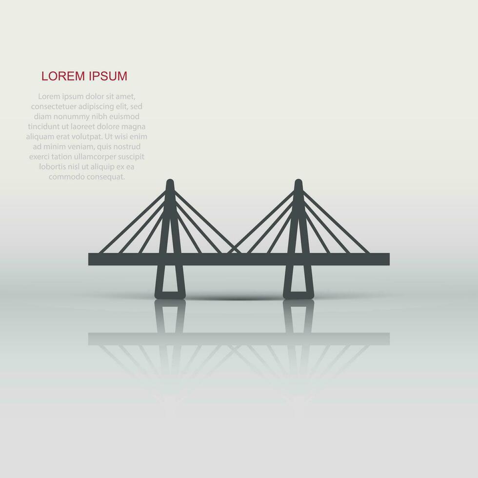Bridge sign icon in flat style. Drawbridge vector illustration on white isolated background. Road business concept.