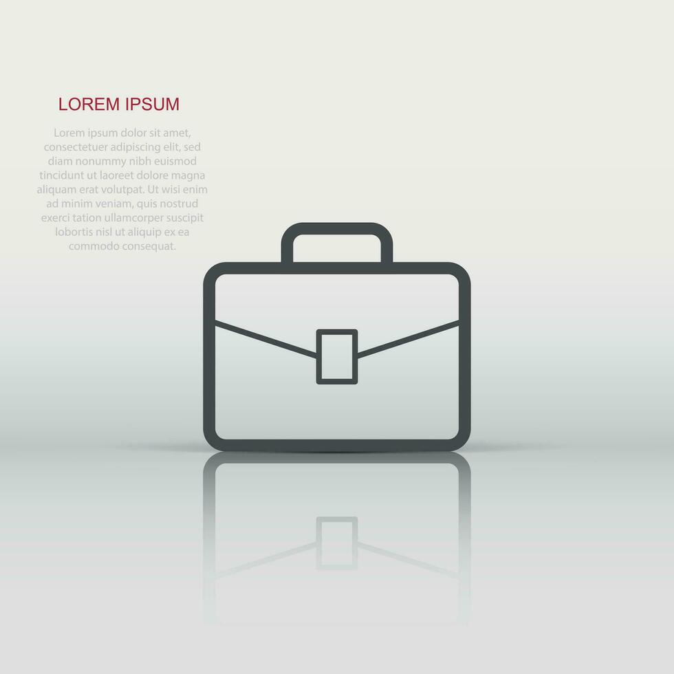 Briefcase sign icon in flat style. Suitcase vector illustration on white isolated background. Baggage business concept.