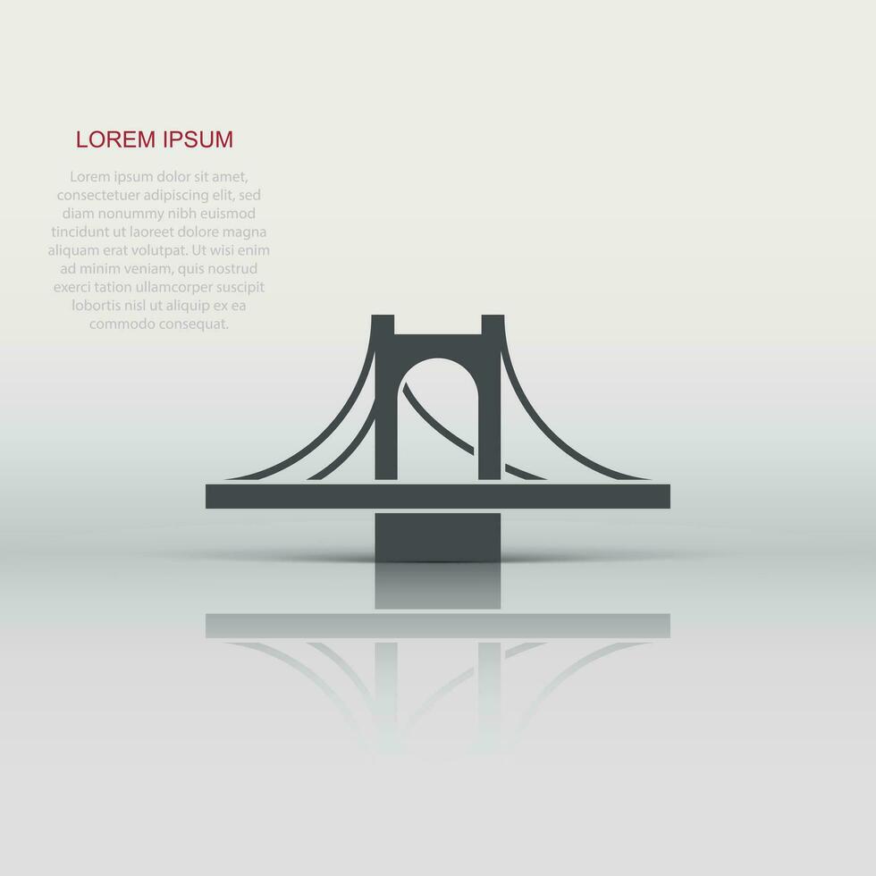 Bridge sign icon in flat style. Drawbridge vector illustration on white isolated background. Road business concept.