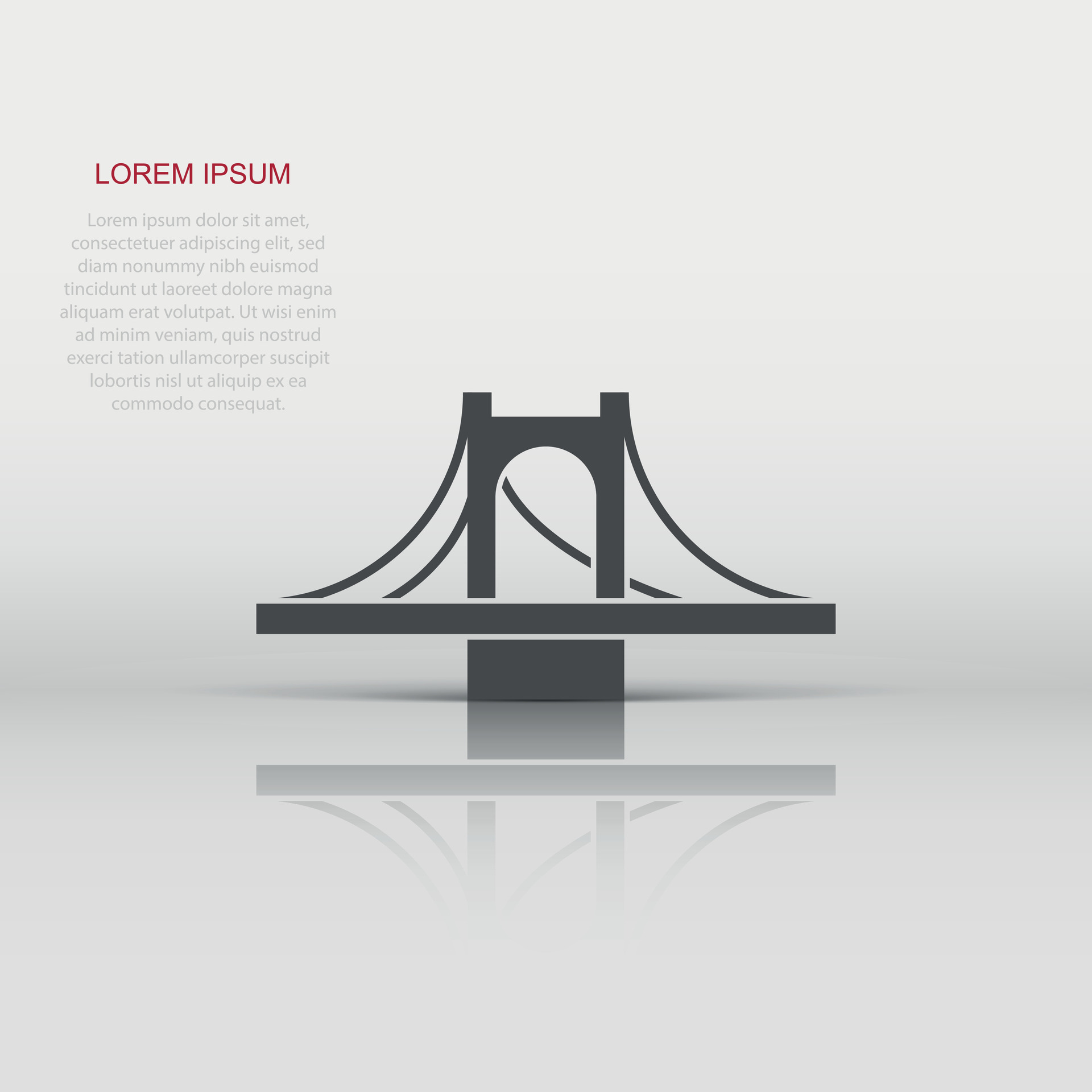Bridge sign icon in flat style. Drawbridge vector illustration on white