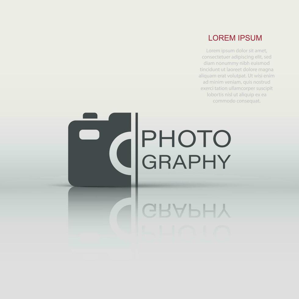 Camera device sign icon in flat style. Photography vector illustration on white isolated background. Cam equipment business concept.