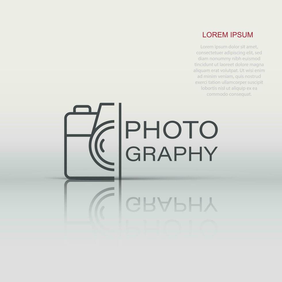 Camera device sign icon in flat style. Photography vector illustration on white isolated background. Cam equipment business concept.