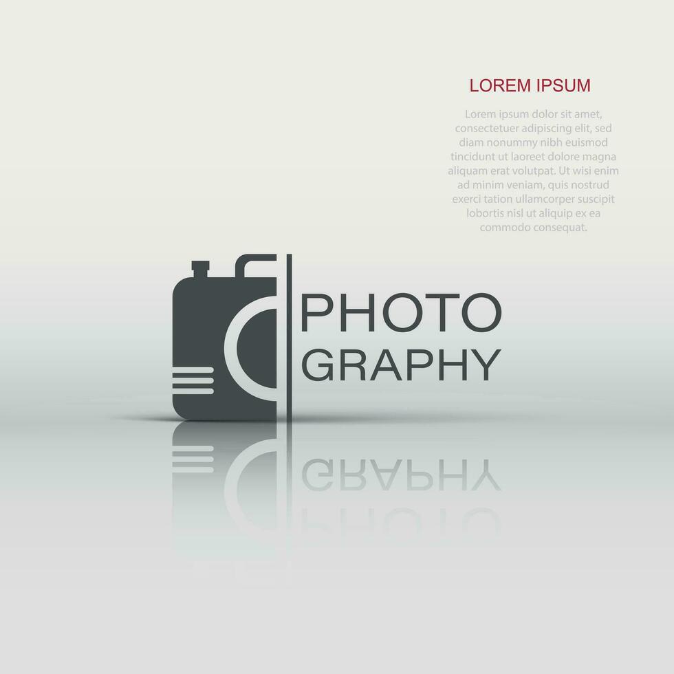 Camera device sign icon in flat style. Photography vector illustration on white isolated background. Cam equipment business concept.